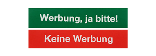 Kunststoff-Wendeeinlage, foliert - 'Keine Werbung' - 'Werbung, ja bitte'